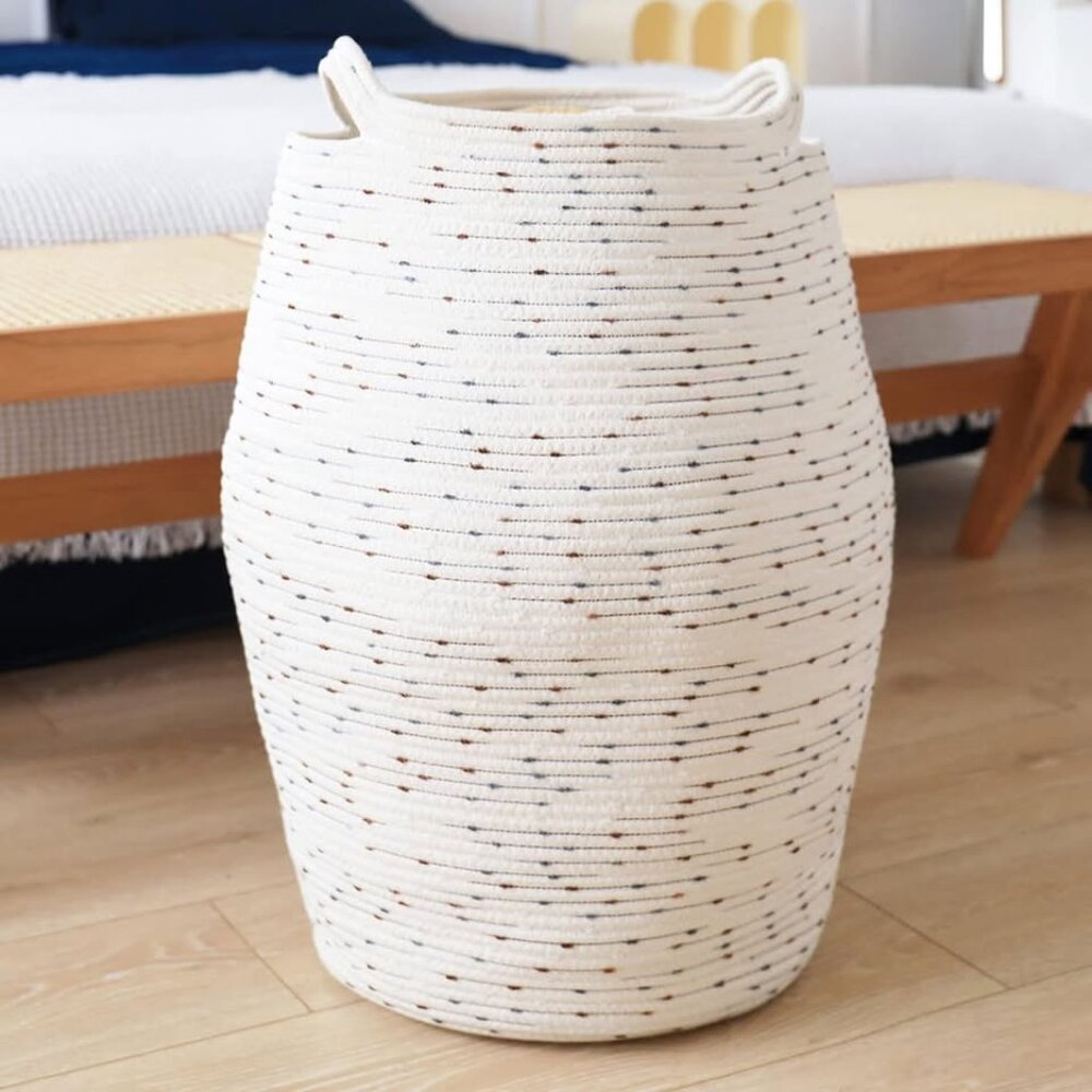 Large cotton laundry hamper